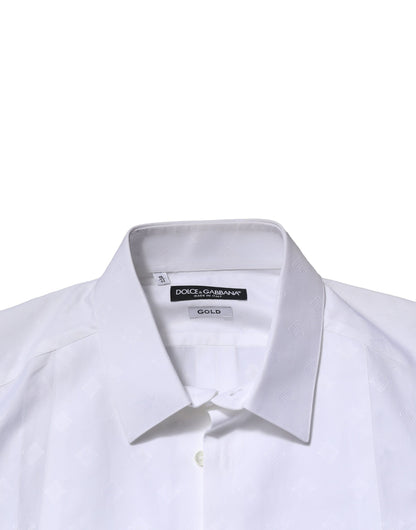 Dolce & Gabbana White Bib Cotton Poplin GOLD Men Formal Shirt