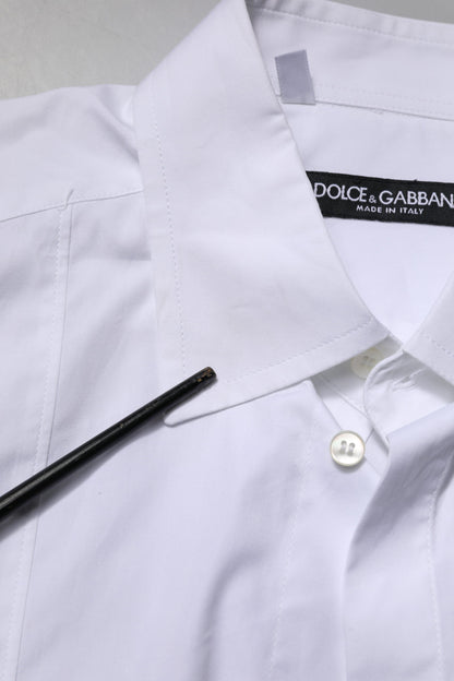 Dolce & Gabbana White Cotton Short Sleeves Dress Formal Shirt