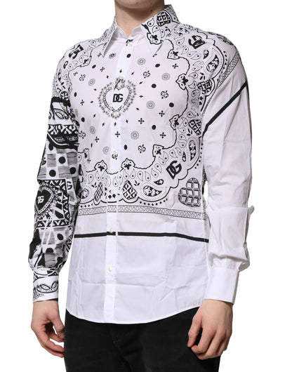 Dolce & Gabbana White MARTINI Bandana Print Formal Shirt
