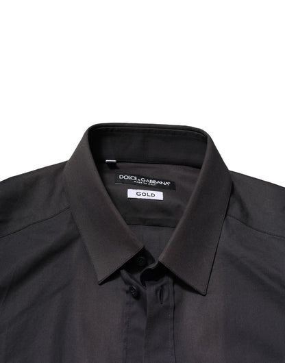 Dolce & Gabbana Blue Cotton GOLD Long Sleeves Formal Shirt