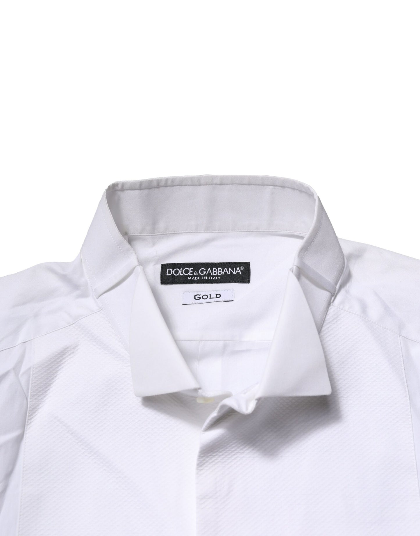 Dolce & Gabbana White GOLD Bib Poplin Dress Men Formal Shirt
