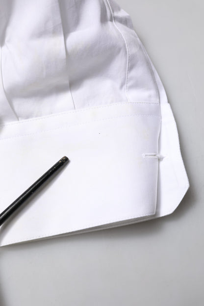 Dolce & Gabbana White GOLD Bib Poplin Dress Men Formal Shirt