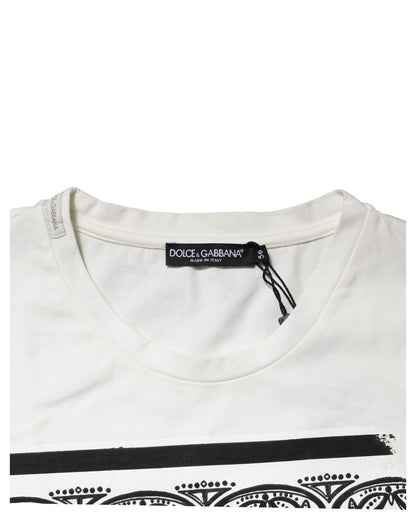 Dolce & Gabbana White Bandana Crew Neck Short Sleeves T-shirt
