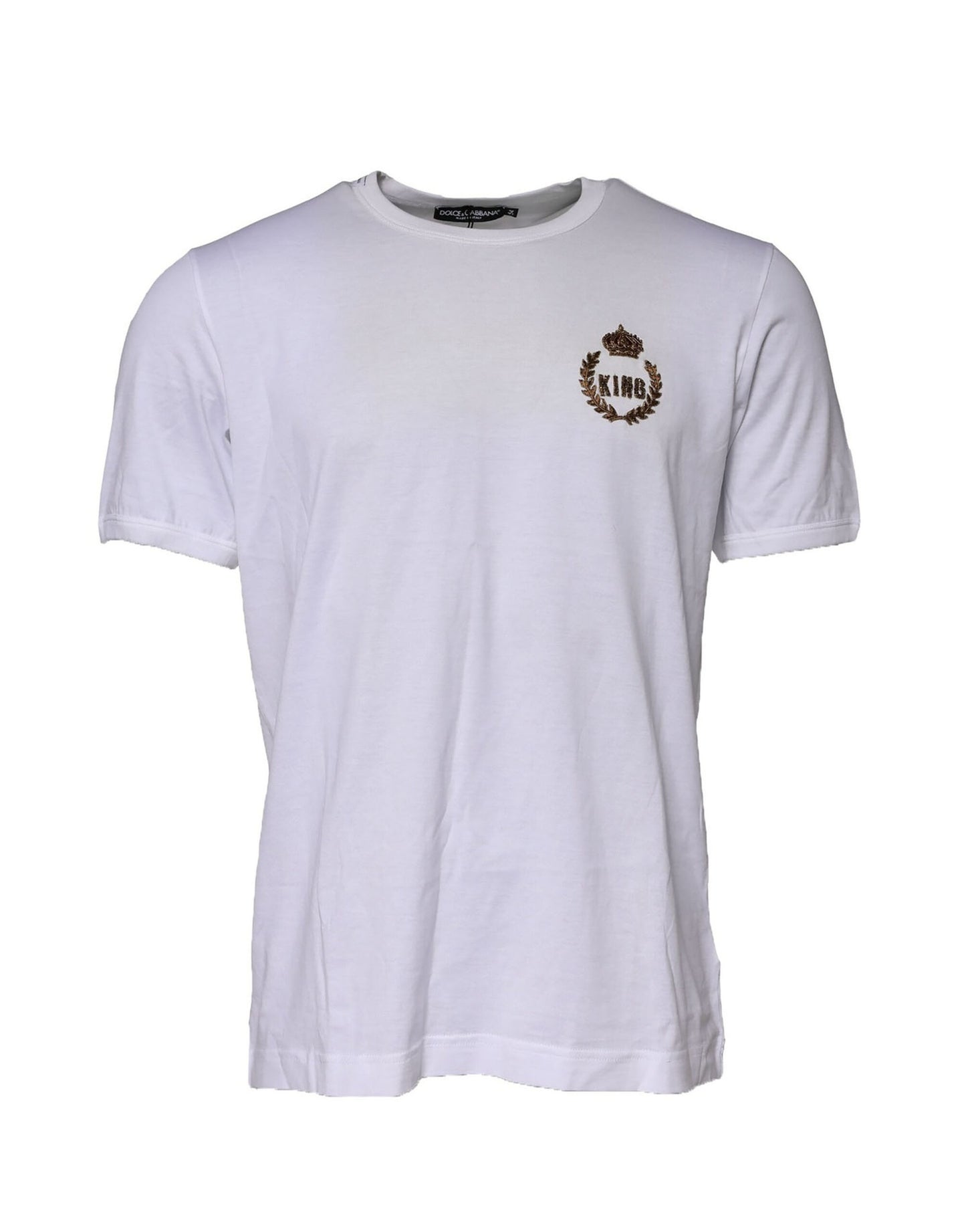 Dolce & Gabbana White King Crown Cotton Crew Neck T-shirt