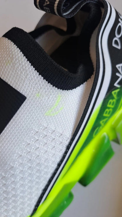 Dolce & Gabbana White Yellow Slip On Sorrento Sneakers Shoes