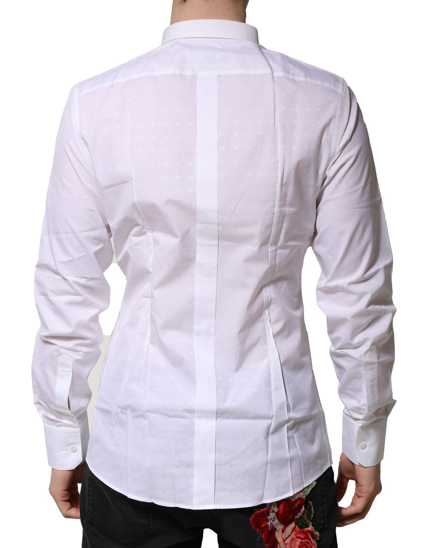Dolce & Gabbana White Cotton GOLD Long Sleeves Formal Shirt