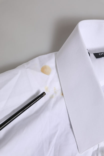 Dolce & Gabbana White Cotton MARTINI Long Sleeve Formal Shirt