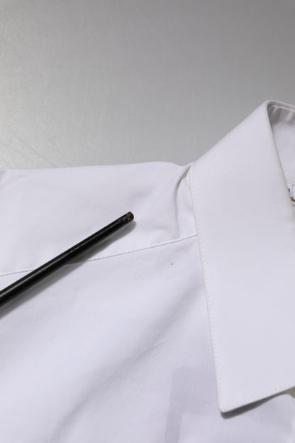 Dolce & Gabbana White Cotton GOLD Long Sleeves Formal Shirt