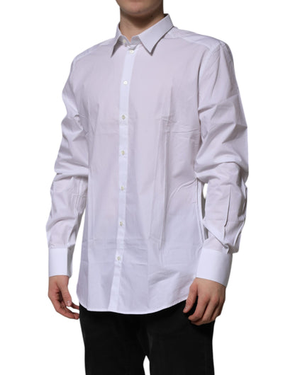 Dolce & Gabbana White Cotton GOLD Long Sleeves Formal Shirt