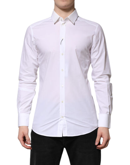 Dolce & Gabbana White Cotton GOLD Long Sleeves Formal Shirt