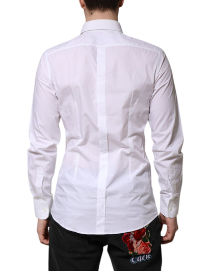 Dolce & Gabbana White Cotton GOLD Long Sleeves Formal Shirt