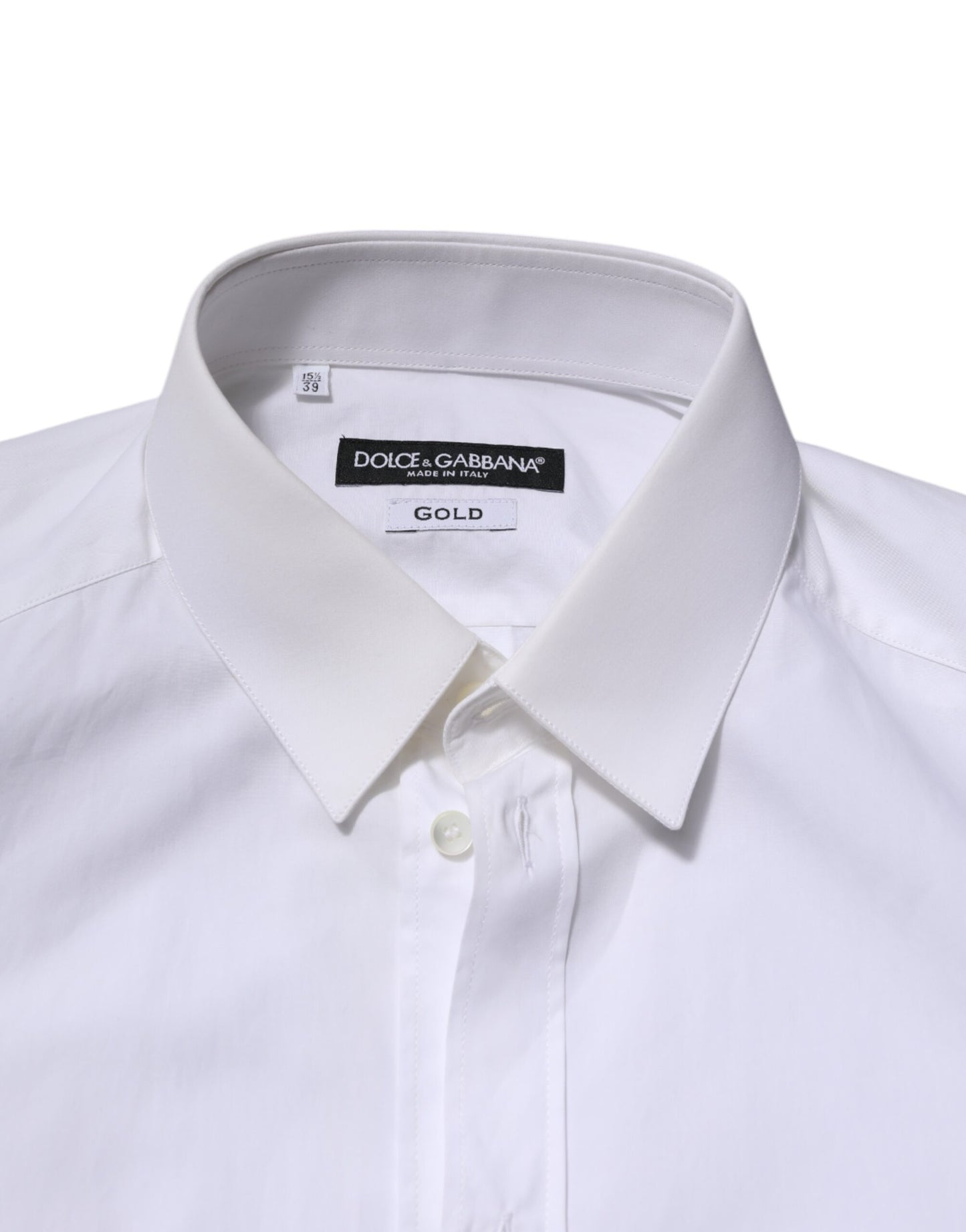 Dolce & Gabbana White Cotton GOLD Long Sleeves Formal Shirt