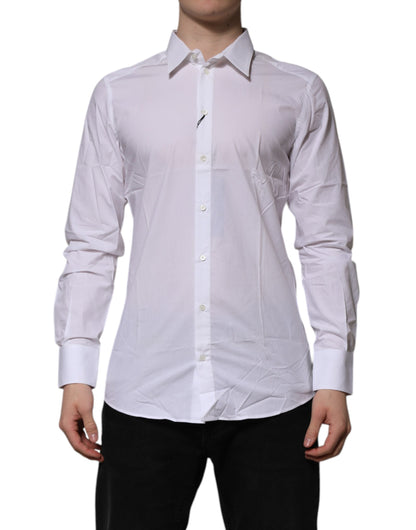 Dolce & Gabbana White Cotton GOLD Long Sleeves Formal Shirt