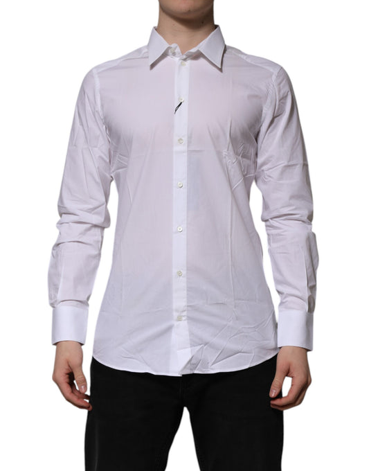 Dolce & Gabbana White Cotton GOLD Long Sleeves Formal Shirt