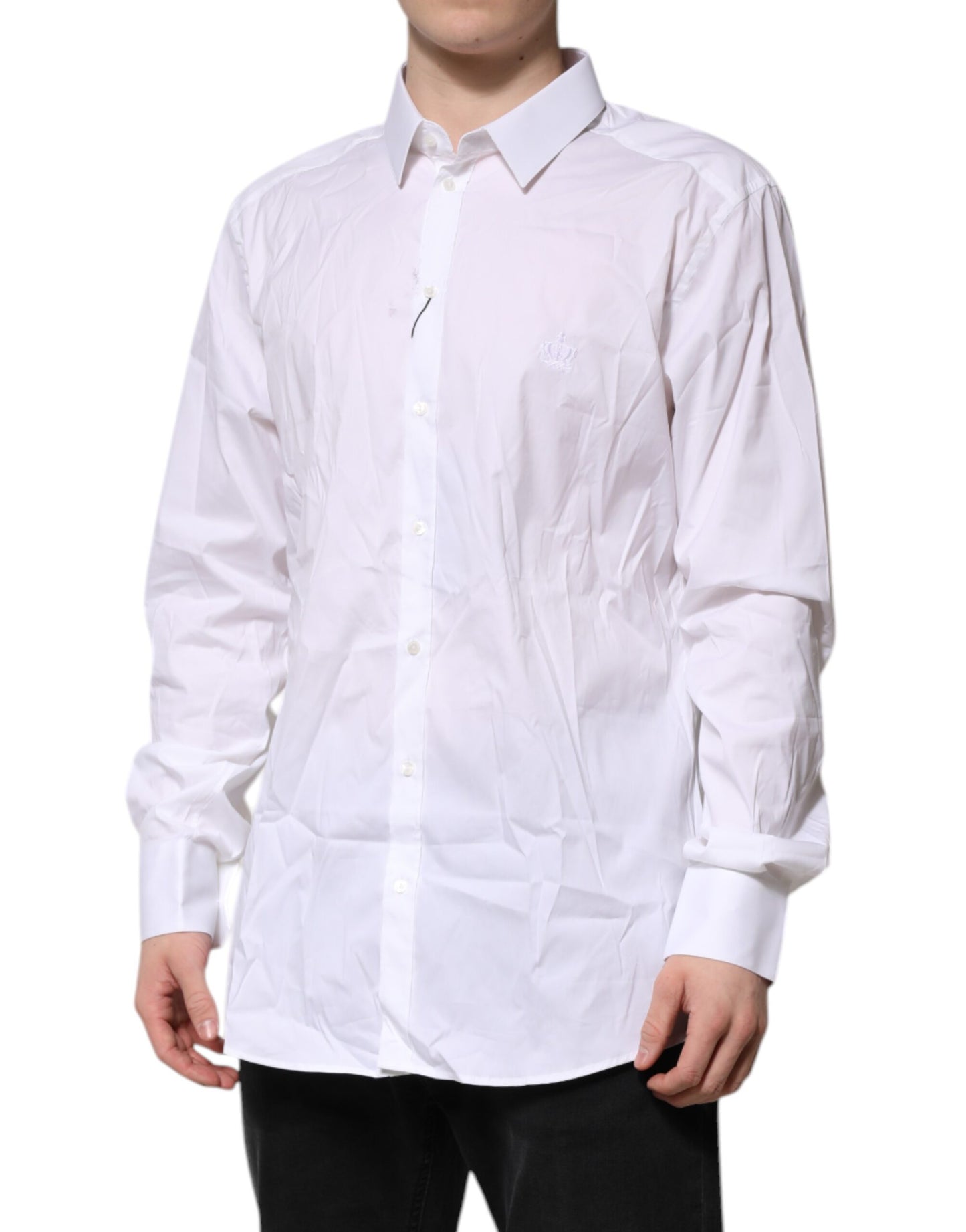 Dolce & Gabbana White Cotton GOLD Long Sleeves Formal Shirt