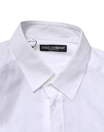 Dolce & Gabbana White Cotton Long Sleeves Collared Formal Shirt