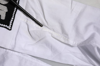 Dolce & Gabbana White Cotton GOLD Long Sleeves Formal Shirt