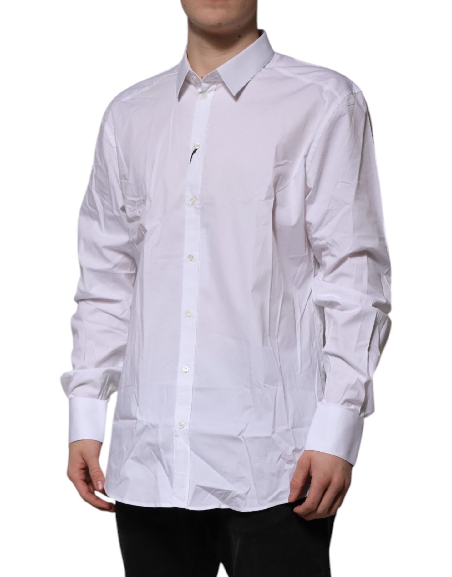 Dolce & Gabbana White GOLD Long Sleeve Dress Formal Shirt