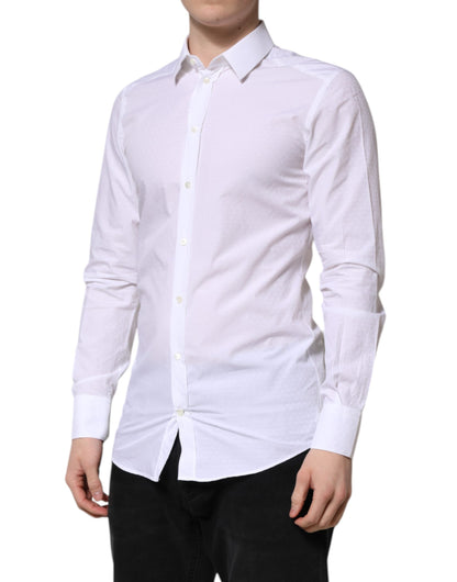 Dolce & Gabbana White GOLD Long Sleeve Dress Men Formal Shirt