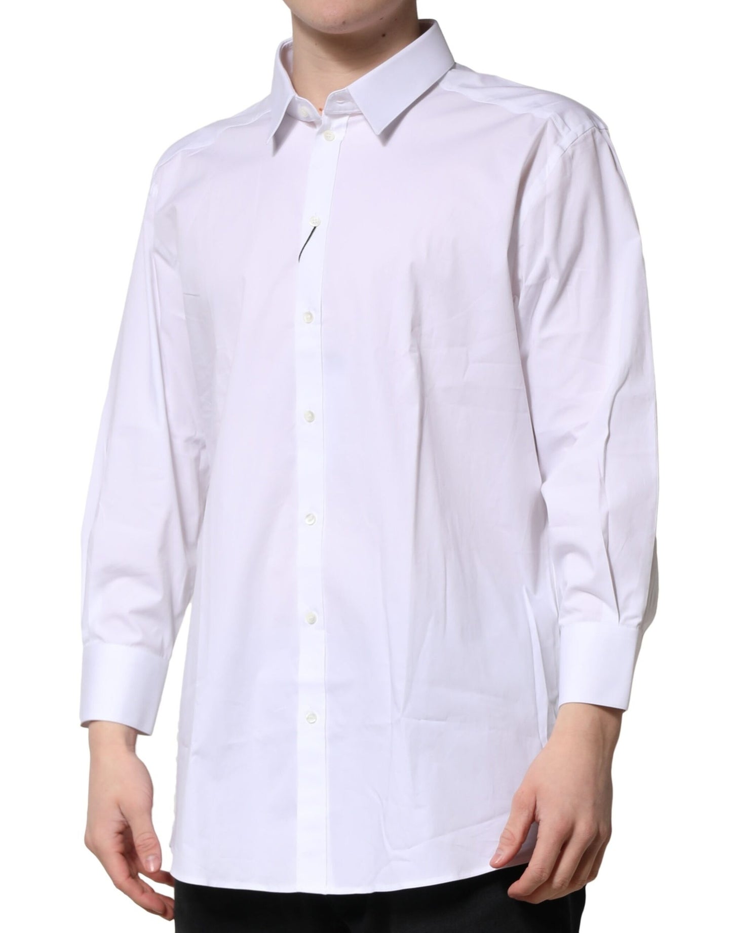 Dolce & Gabbana White GOLD Long Sleeve Dress Men Formal Shirt