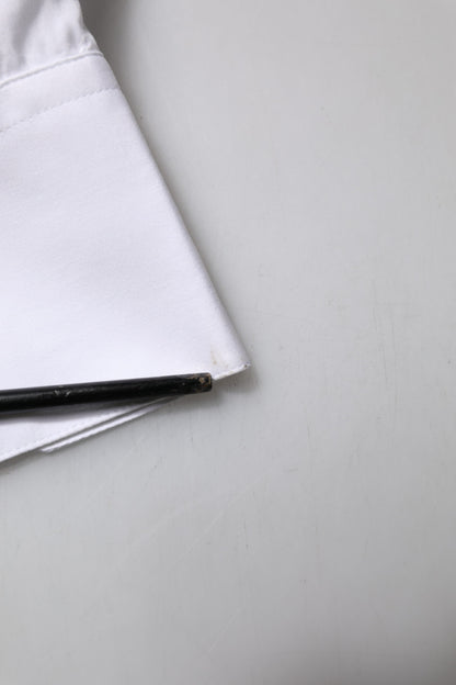 Dolce & Gabbana White GOLD Cotton Long Sleeve Men Formal Shirt