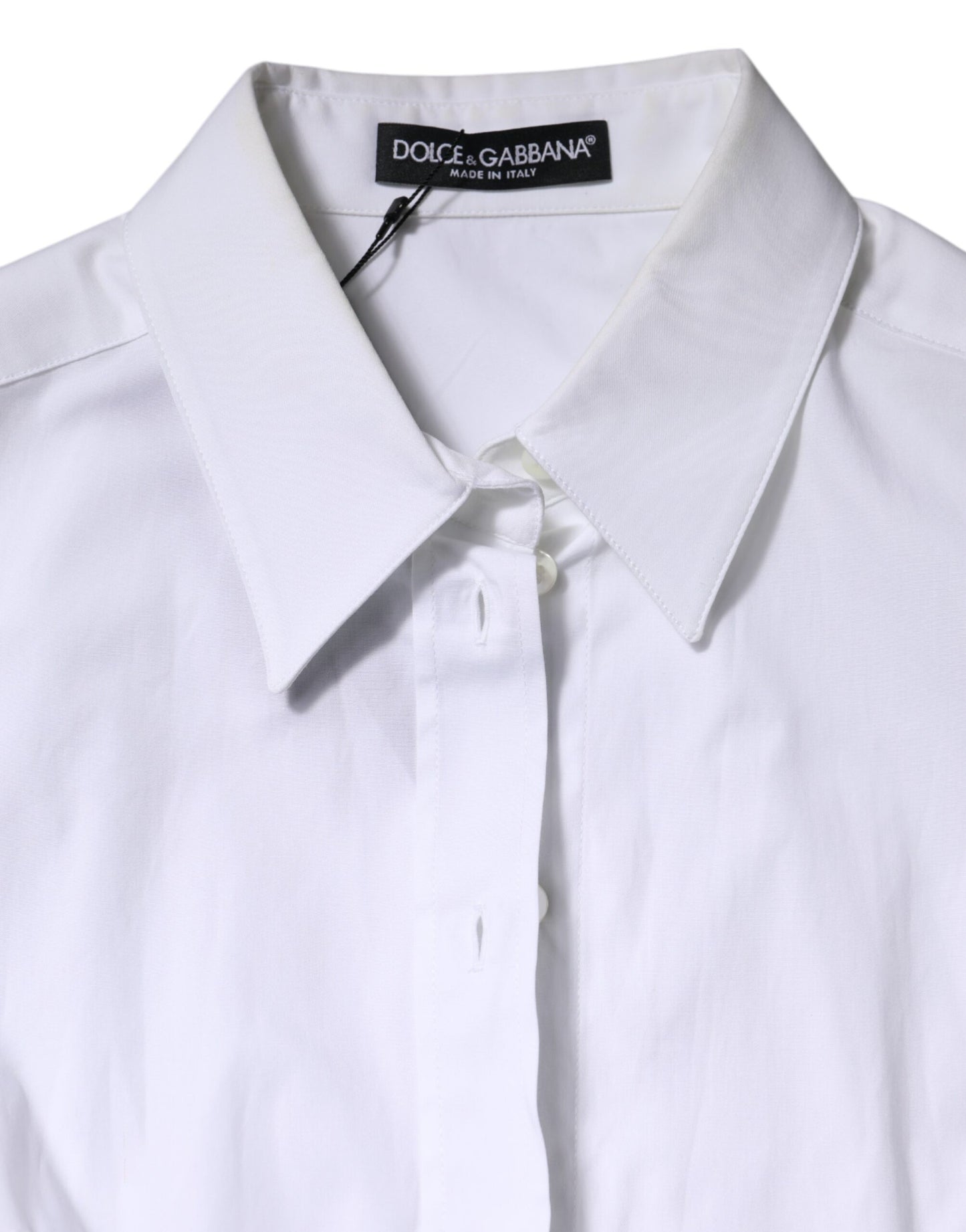Dolce & Gabbana White Cotton Collared Long Sleeves Blouse Top