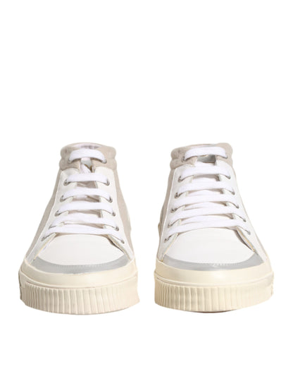 HIDE & JACK White Beige Lace Up Mid Top Casual Sneakers Shoes