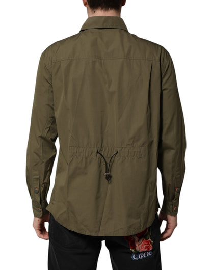 Dolce & Gabbana Army Green Button Down Long Sleeves Shirt