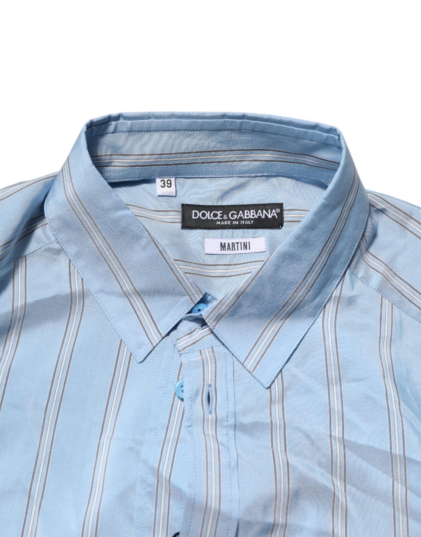 Dolce & Gabbana Blue Striped MARTINI Long Sleeve Dress Shirt