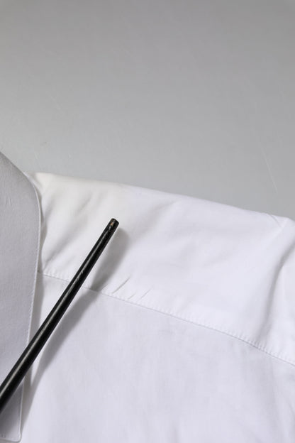 Dolce & Gabbana White Cotton GOLD Long Sleeves Dress Shirt