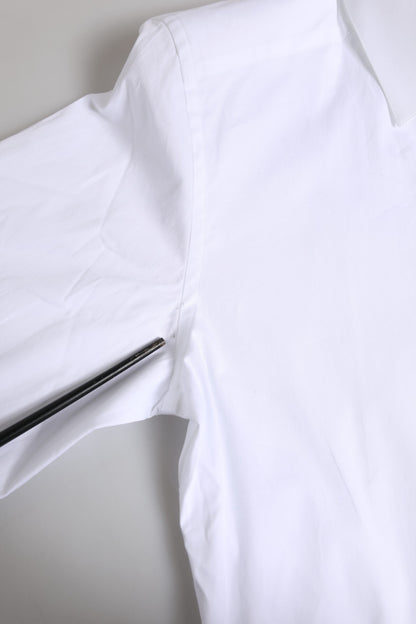 Dolce & Gabbana White Cotton GOLD Long Sleeves Dress Shirt