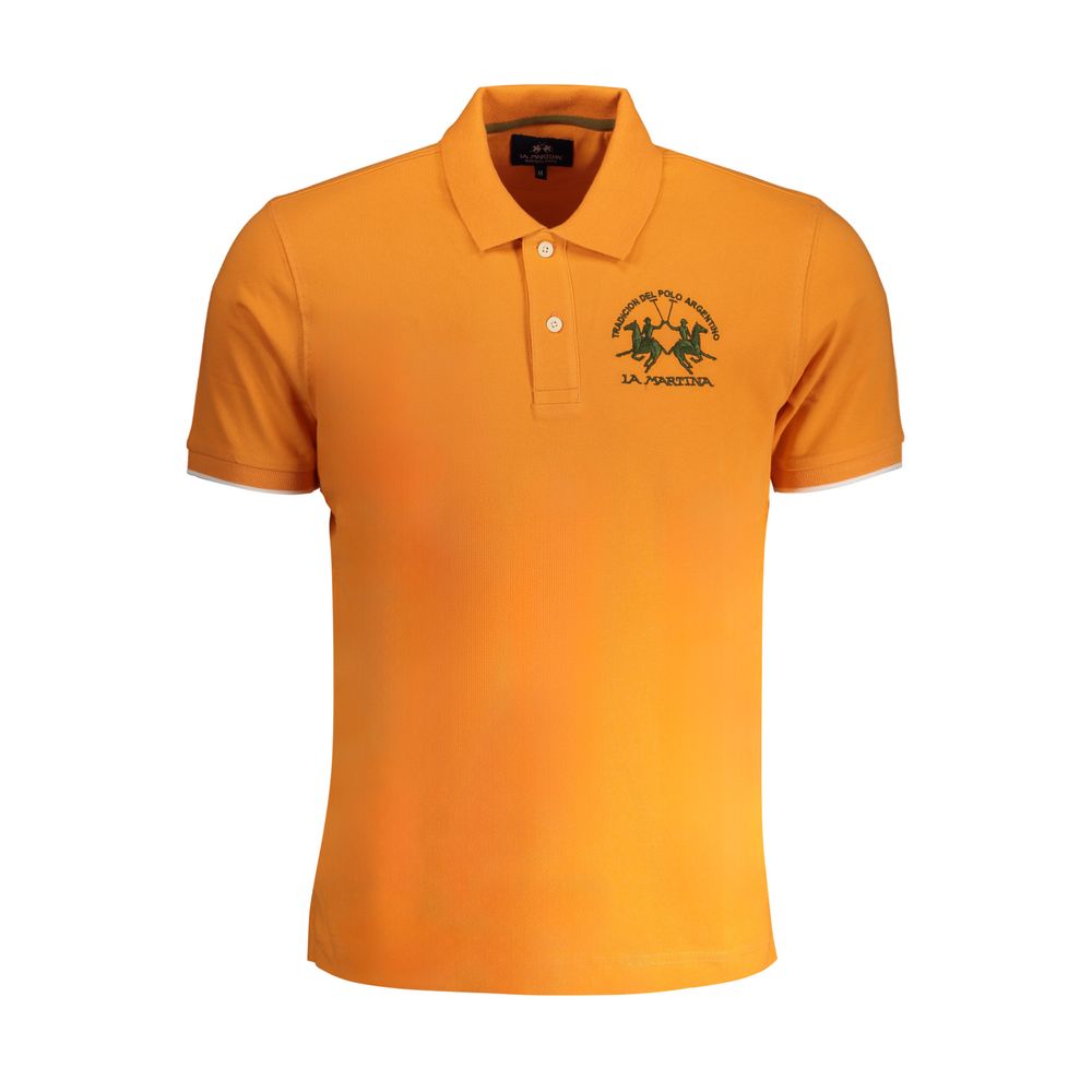 La Martina Arancione Cotton Men Polo