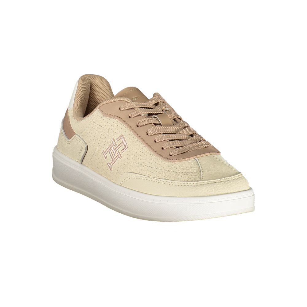 Tommy Hilfiger Beige Leather Women Sneaker