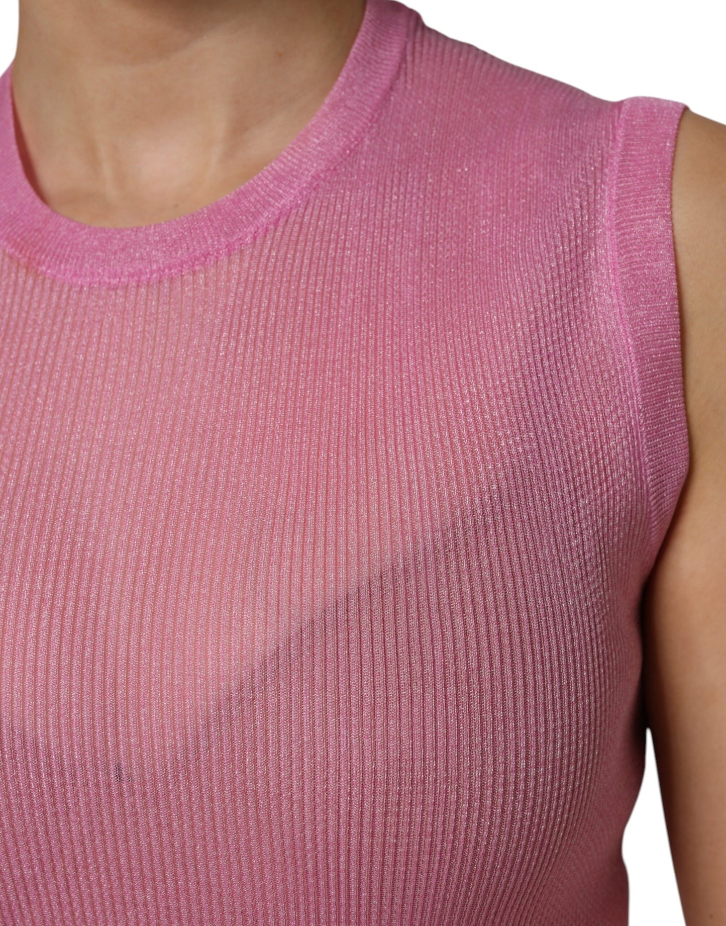 Dolce & Gabbana Pink Polyester Sleeveless Round Neck Tank Top