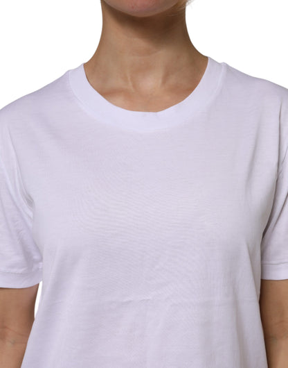Dolce & Gabbana White Cotton Short Sleeve Round Neck T-shirt