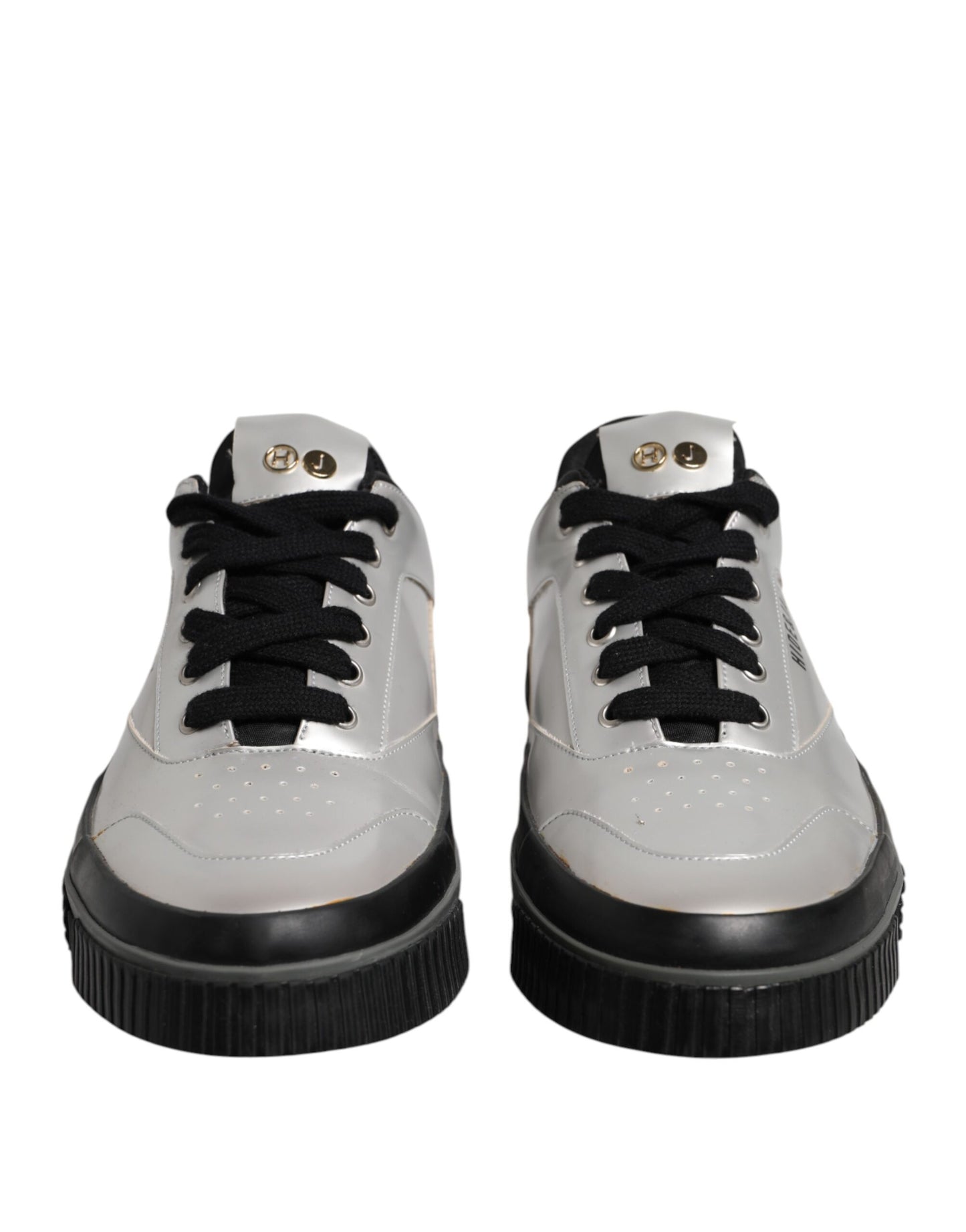 HIDE & JACK Metallic Silver Low Top Lace Up Sneakers Shoes