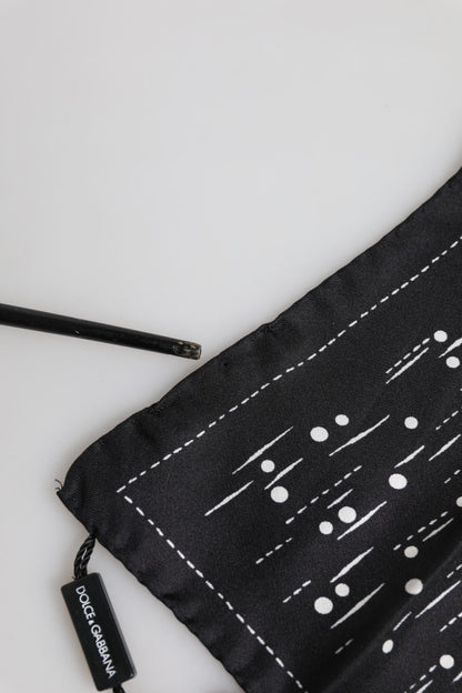 Dolce & Gabbana Black White Printed Square Men Foulard Scarf