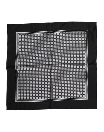 Dolce & Gabbana Black White Patterned Square Foulard Scarf