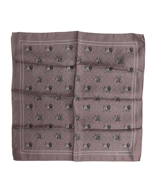 Dolce & Gabbana Brown Animal Print Square Foulard Scarf