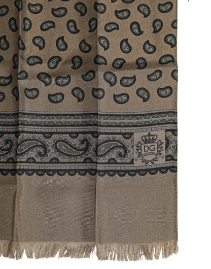 Dolce & Gabbana Brown Printed Neck Warmer Men Foulard Scarf