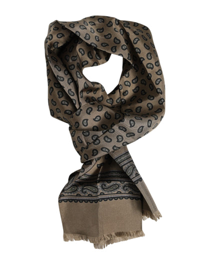 Dolce & Gabbana Brown Printed Neck Warmer Men Foulard Scarf