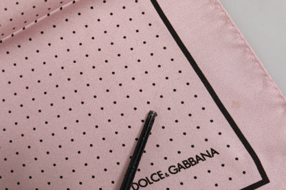 Dolce & Gabbana Beige Dotted Silk Square Men Foulard Scarf