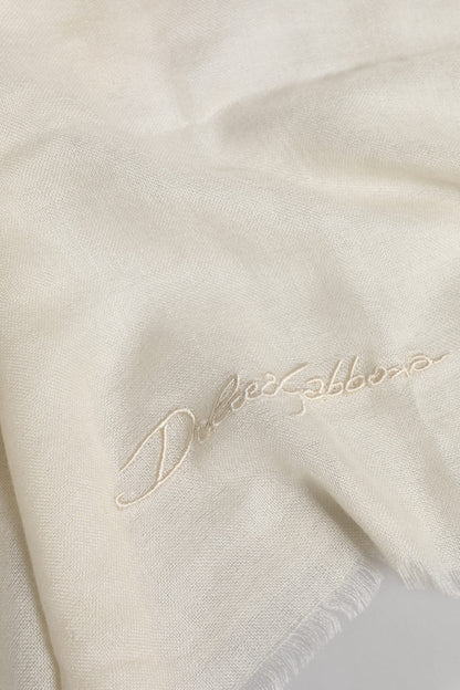 Dolce & Gabbana White Cashmere Neck Warmer Wrap Shawl Scarf