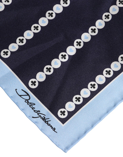 Dolce & Gabbana Blue Printed Silk Square Men Foulard Scarf