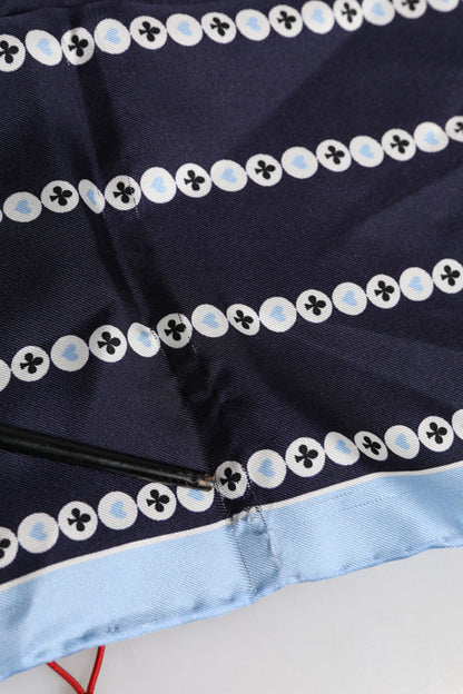 Dolce & Gabbana Blue Printed Silk Square Men Foulard Scarf