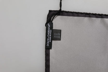 Dolce & Gabbana Gray DG Crown Silk Square Men Foulard Scarf