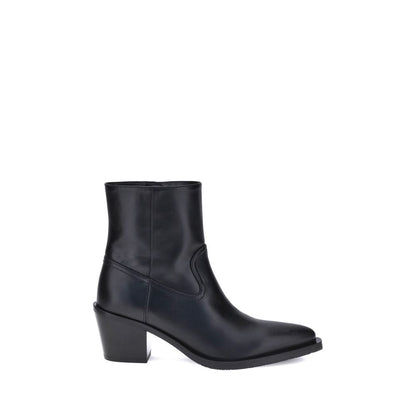 Stuart Weitzman Black Calf Leather Bos Taurus Ankle Boots