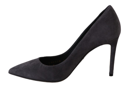Dolce & Gabbana Gray Suede Leather Stiletto  Shoes Heels