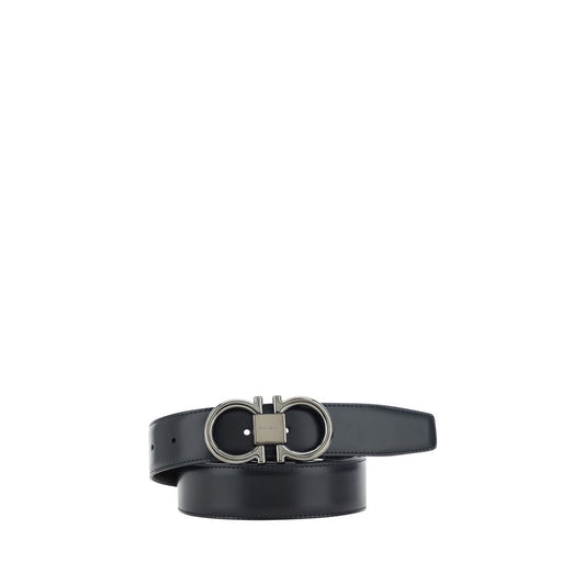 Ferragamo Black Calf Leather Bos Taurus Regular Belt
