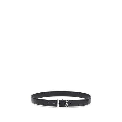 Saint Laurent Black Calf Leather Bos Taurus Regular Belt